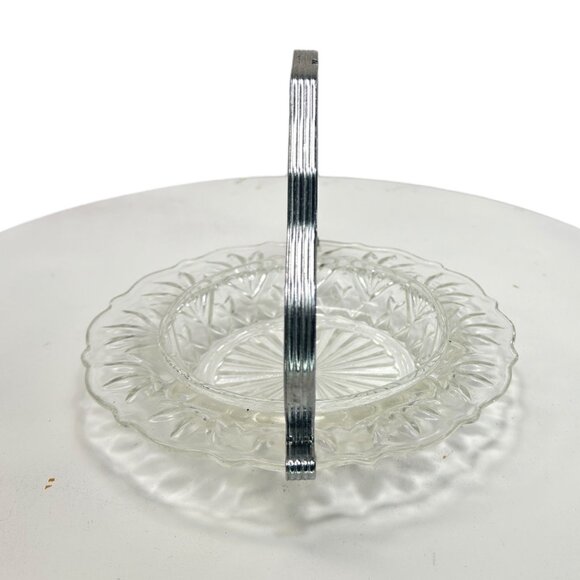 EAPG Glass Relish Dish Caddy-Chrome Handle w/Indent for Hanging Spoon/Fork - Picture 5 of 7